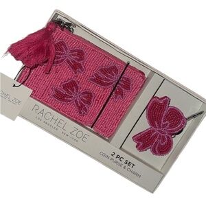 Rachel Zoe Pink Beaded Bow Coin Purse Set